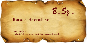 Bencz Szendike névjegykártya